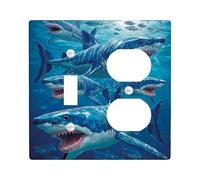 Ocean Shark Placca di copertura/presa della luce, Blue Marine Life per la camera dei bambini, piastre da parete in termoplastica, dimensioni standard Toggle Duplex