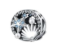 Ocean Shell Starfish Pearl Bead charm, Genuine 925 Sterling Silver Beads Charm, Compatible with for Pandora Bracelet,Gift Box Packaging