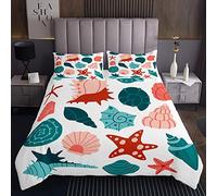Ocean Starfish Copriletto Trapuntato Shell Marine a tema Copriletto Creature del Mare Coverlet Set per Bambini Bambini Ragazzi Ragazze Cartoon Colorato Sealife Trapuntato240x220cm