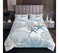 Ocean Starfish Copriletto Trapuntato Shell Marine a tema Copriletto Creature del Mare Coverlet Set per Bambini Bambini Ragazzi Ragazze Hawaiian Sealife Animale Trapuntato260x240cm