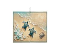 Ocean - Tappetino scolapiatti per bancone della cucina, tappetino assorbente blu tartaruga e granchio, tappetino in microfibra costiera estiva per protezione della cucina, 40,6 x 45,7 cm