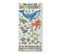 Ocean Theme Unity Citazione Balena Fantasioso Coperture 91,4 x 183 cm | Tema della vita marina, Banner porta d'ingresso, citazione di unità, estetica costiera, illustrazione acquatica vibrante