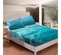 Ocean Themed Lenzuolo Set Mare Stampato Biancheria Da Letto Set Per Bambini Ragazzi Ragazze Bambini Hawaiian Spiaggia Lenzuolo Ultra Morbido Estate Teal Ocean Decor Letto Copertura King Size