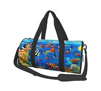 Ocean Tropical Fish Coral Undersea World Print Round Grande Capacità Borsa da Viaggio-Multifunzionale Storage Bag, Nero , Taglia unica