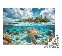 Ocean Turtle Puzzle 1000 Pezzi Riciclabile Material Tropical Island Puzzle per Adulti Ottima Idea Regalo Fun Family Gaming Time Activity 52x38cm/1000pcs