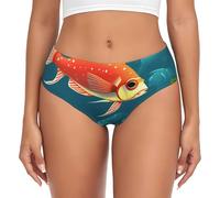 Ocean Underwater Fish Print Pragmatic Stretch Biancheria intima Slip Donna Mutandine Vestibilità Confortevole Morbido Uso quotidiano, Nero , S