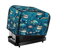 Ocean Underwater World Fish Diver Cats Toaster Cover 2 fette di copertura antipolvere per macchina del pane, piccolo elettrodomestico da cucina