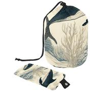 Ocean Vintage Whales Viaggio Cosmetici Borsa per il Trucco per le Donne, Pieghevole Coulisse Viaggio Cosmetici Borse, Portatile Toilette Bucket Bag, Balene Vintage Oceano,