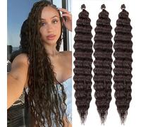 Ocean Wave - Confezione da 3 extension per capelli con onde profonde all'uncinetto, trecce ondulate oceaniche, per donne (4#, 76 cm)