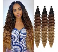 Ocean Wave - Extension per capelli all'uncinetto, 76 cm, 3 confezioni, ondulate profonde, trecce all'uncinetto, per donne (1B/30/27#, 76 cm)