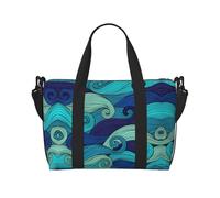 Ocean Wave Print Travel Duffel Bags Weekender per le donne,Borsa da trasporto leggera,Borsa per oggetti personali, Nero , Taglia unica