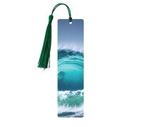 Ocean Wave, set di 5 segnalibri artistici da donna, con nappa, in legno, per studio