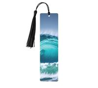 Ocean Wave, set di 5 segnalibri artistici da donna, con nappa, in legno, per studio