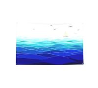 Ocean Waves Barca a vela con uccelli Stampa Marittima Bandiere con 4 fori Durevole Outdoor Banner Wall Tapestry Decorazioni per feste Banner per bambini