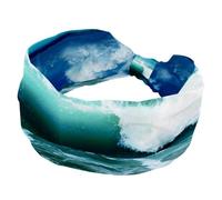 Ocean Waves Blue Sky Fasce elastiche da donna a turbante largo elastico morbido fascia per capelli antiscivolo per yoga allenamento sport corsa
