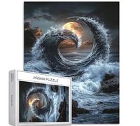 Ocean Waves Form a yin-yang Diagramma 1000 pezzi Puzzle per adulti Sfondo isola Puzzle colorato fai da te per la decorazione della casa Regali Puzzle Famiglia Perfetto per le serate di gioco 50 × 70