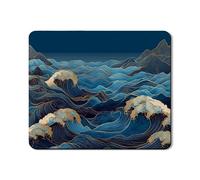 Ocean Waves - Tappetino protettivo per lavatrice e asciugatrice, design a onde blu di ispirazione giapponese, elegante tappetino in gomma antiscivolo impermeabile per la casa, 50 x 61 cm