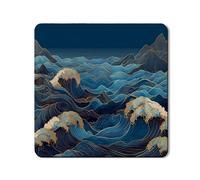 Ocean Waves - Tappetino protettivo per lavatrice e asciugatrice, design a onde blu di ispirazione giapponese, elegante tappetino in gomma antiscivolo impermeabile per la casa, 61 x 61 cm
