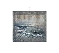 Ocean Waves - Tappetino scolapiatti per bancone della cucina, tappetino assorbente per scolapiatti grigio costiero, tappetino per asciugatura ad acquerello nautico per bancone della cucina, 40,6 x