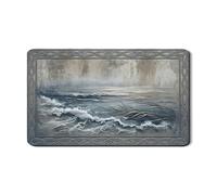 Ocean Waves - Tappetino scolapiatti per cucina, in gomma assorbente blu rustico, tappetino scolapiatti ispirato alla natura, in pelle PU, per decorare la casa, 30,5 x 50,8 cm