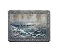 Ocean Waves - Tappetino scolapiatti per cucina, in gomma assorbente blu rustico, tappetino scolapiatti ispirato alla natura, in pelle PU, per decorare la casa, 45,7 x 61 cm