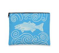 Ocean Waves - Trousse da viaggio per cosmetici, con stampa di pesci, organizer portatile con cerniera, accessori da spiaggia e borsa da toilette estiva, Blu, 7x9 Inch