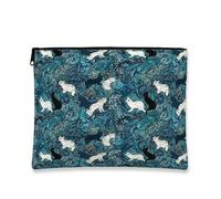 Ocean Waves - Trousse per cosmetici con gatto, stampa artistica felina, borsa da viaggio per donne, organizer versatile in tela con cerniera, borsa da toilette estiva per la cura della pelle, Blu, 7x9