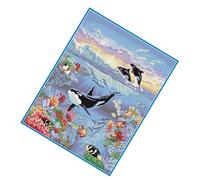 Ocean World Stamped Cross Stitch Kits For Kids Embroidery 11 Counted