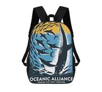 Oceanic Alliance Whale And Dolphins Illustration Zaini Per Bambini, Zaini Scolastici, Borse Scolastiche Alla Moda Stampate in 3D Per Ragazzi, Studenti Delle Scuole Elementari E Medie 17inch