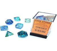 Oceanic Nebula Luminary Dice with Gold Numbers 16mm (5/8in) Set of 7 Chessex, Bl