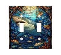 Oceanic Shark luce interruttore piastra di copertura/coperture, Deep Blue Marine Life accenti da parete, piastre da parete in termoplastica, dimensioni standard doppia levetta