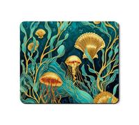 Oceanic - Tappetino protettivo per lavatrice, motivo: meduse dorate e conchiglie, in gomma antiscivolo, impermeabile, per lavanderia, 50 x 61 cm