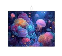 Oceanic - Tappetino scolapiatti per bancone della cucina, vibrante barriera corallina, assorbente, tappetino scolapiatti in microfibra colorata per bancone della cucina, decorazione per la casa estiva