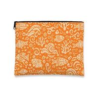 Oceanic - Trousse da viaggio vintage con motivo di pesce, da donna, piccola organizer portatile con cerniera, borsa per la cura della pelle estiva da spiaggia, Olivastro, 7x9 Inch, Pesce