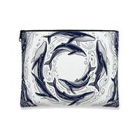 Oceanic - Trousse per trucchi vintage, motivo balena, borsa da viaggio per donne, organizer portatile in tela con cerniera, borsa da toeletta estiva per la cura della pelle, Marina Militare, 7x9 Inch