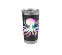 Oceanic Whimsy: Carino Octopus Acquerello Animale Bicchiere termico in acciaio inox doppia parete