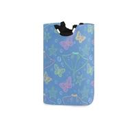 Oceano Animale Manta Ray Farfalla Colorfu Blu cesti portabiancheria, pieghevole e impermeabile cesto portaoggetti con manico robusto per giocattoli regalo 51L cesta de ropa sucia para