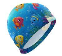 Oceano Animale Pesci Tropicali Blu Colorato balneazione per Unisex Adulti Capelli Corti impermeabile per il nuoto Protezione dei Capelli e Drag Riduzione gorros para nadar en piscina mujer