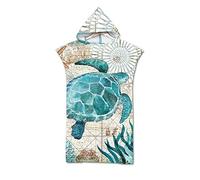 Oceano Animale Tartaruga Polpo Grande Mutevole Accappatoio Poncho per Asciugamani con Cappuccio, Balena Cavalluccio Marino Nuoto Muta da Sub Mutevole per Surf Spiaggia (Blu Tartaruga)