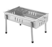 Oceano Barbecue a carbone in acciaio inox bracere richiudibile in metallo portatile bbq da esterno griglia per giardino pic-nic campeggio escursione gita (28,5x55x42.5cm)