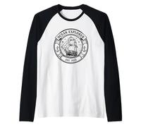 Oceano Explorer Nave Nautica Bussola Emblema Vintage Maglia con Maniche Raglan