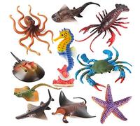 Oceano mare animali giocattoli figurine, 10 pezzi grande plastica mare creatura giocattoli oceano animali figure cavalluccio marino stella marina granchio aragosta polpo pesce diavolo razze mare vita