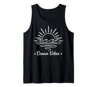 Oceano Onda Tramonto Minimal Line Art Coastal Mood Graphic Canotta