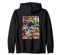 Oceano Orca con Onde Marine Fauna Selvatica Orca Design Felpa con Cappuccio