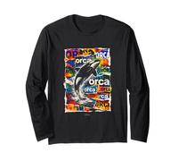 Oceano Orca con Onde Marine Fauna Selvatica Orca Design Maglia a Manica