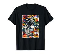 Oceano Orca con Onde Marine Fauna Selvatica Orca Design Maglietta