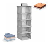 Oceano Organizer da appendere Portaoggetti Armadio Mensole Armadietto spogliatoio Portatutto Pieghevole Salvaspazio Scaffale Cappello Calze Scarpe Intimo Asciugamani Accessori (Grigio, Guardaroba, 5)