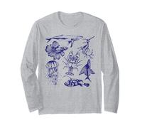 Oceano Wildlife Vintage Betta Fish Meduse Humpback Balena Maglia a Manica
