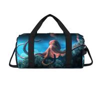 Oceans - Borsone sportivo poco profondo a forma di polpo con scomparto per scarpe a forma di polpo per la notte, per viaggi, palestra, organizer per bagagli per donne, uomini, bambini, ragazze e