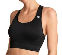 OCEANSAPART Beverly Reggiseno Sportivo Donna Senza Ferretto con Racerback e Compressione Media - Sport Bra Traspirante per Yoga, Allenamento e Tempo Libero - Top Sportivo Donna - Negro - s